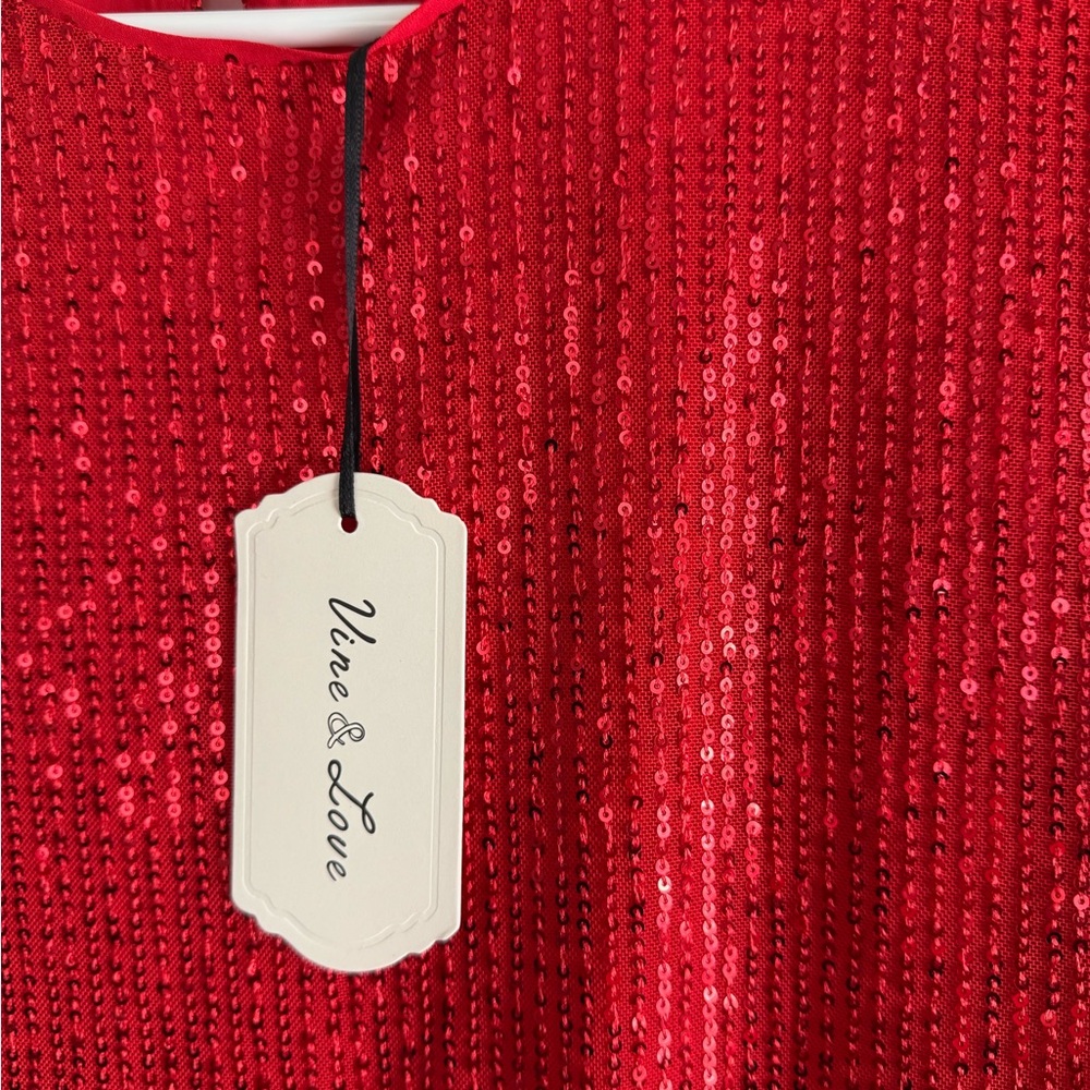 Vine & Love Red Sequin Blouse - Picture 2 of 3